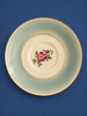 3/$30 EDGERTON Vintage Porcelain Pastel Teal Floral Saucer Decorative Plate